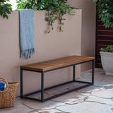 Christopher Knight Home Drew Outdoor Industrial Acacia Wood and Iron Bench, Teak and Black Christopher Knight Home