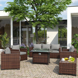 Amopatio Patio Furniture Set with Fire Pit Table, 8 Pieces Outdoor Oversized Sectional Sofa Wicker Patio Armrest Couch, 44" Fire Pit Conversation Sets with Storage Table, Waterproof Covers (Grey) Amopatio