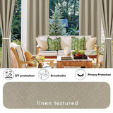 HolidayIdeas Outdoor Curtains for Patio Waterproof-4 Panels Linen Gazebo Curtains 54"x84"-Indoor/Outside Privacy Taupe Curtains Weatherproof Weighted for Pergola, Porch,Backyard,Living Room,Sunroom HolidayIdeas
