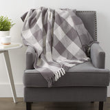 DII Buffalo Check Collection Rustic Farmhouse Throw Blanket with Tassles, 50x60, Gray/White DII