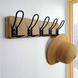 Dseap Coat Rack Wall Mounted - Heavy Duty Farmhouse Rustic Wall Coat Hanger With 5 Wire Hooks for Clothes Hat Jacket Towel, RusticWire, G25A, Weathered Brown & Black Dseap