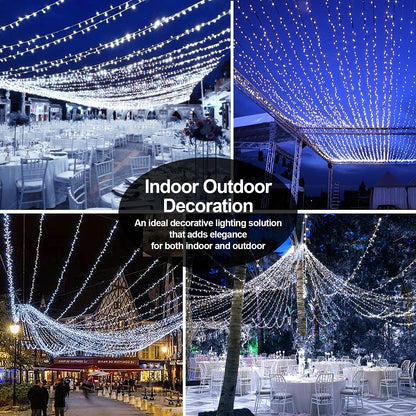 403 FT 1000 LED Christmas Lights Outdoor Decorations Super Long Fairy Lights Waterproof 8 Modes Timer Clear Wire String Lights for Outside House Tree Patio Yard Wedding Party Holiday-Cool White