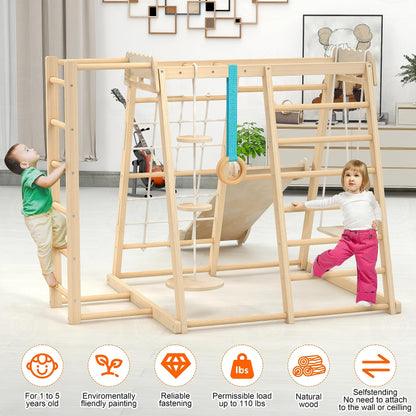 Jungle Gym, Toddler Climbing Toys, Indoor Playground Climbing Toys for Toddlers, Montessori Style Playground Sets for Backyards with Slide, Climbing Wall, Rope Wall Climber, Monkey Bars, Swing