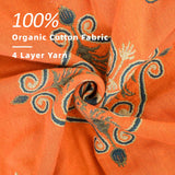 VANJOROY Boho Large Throw Blanket, 100% Cotton Breathable Soft Bed Throw - Floral Farmhouse Decor Blanket for Sofa Couch Chair and Gift. 60" x 80"- Orange VANJOROY