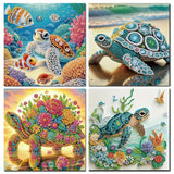 KUFWKEY 4 Pack Sea Turtle Diamond Art Kits for Adults,5d Diamond Painting Kits for Beginner,Crystal Rhinestones DIY Handicrafts,Diamond Mosaic Gem Art,Special Shape Diamond Art,11.81X11.81 inchs KUFWKEY