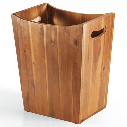 Tidita 2 Gallons Wastebaskets- Wooden Waste Basket with Handles -Small Trash Can for Bedroom, Spa Bathroom Decor, Kitchen, Living Room, Office - Trash Bin for Under Sink, Garbage Can (Acacia  - WoodArtSupply