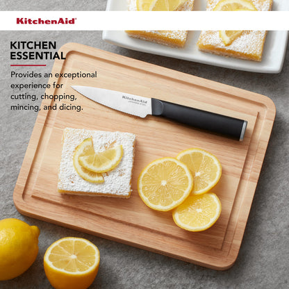 KitchenAid Classic Rubberwood Cutting Board with Perimeter Trench, Reversible Chopping Board, 8-inch x 10-Inch, Natural