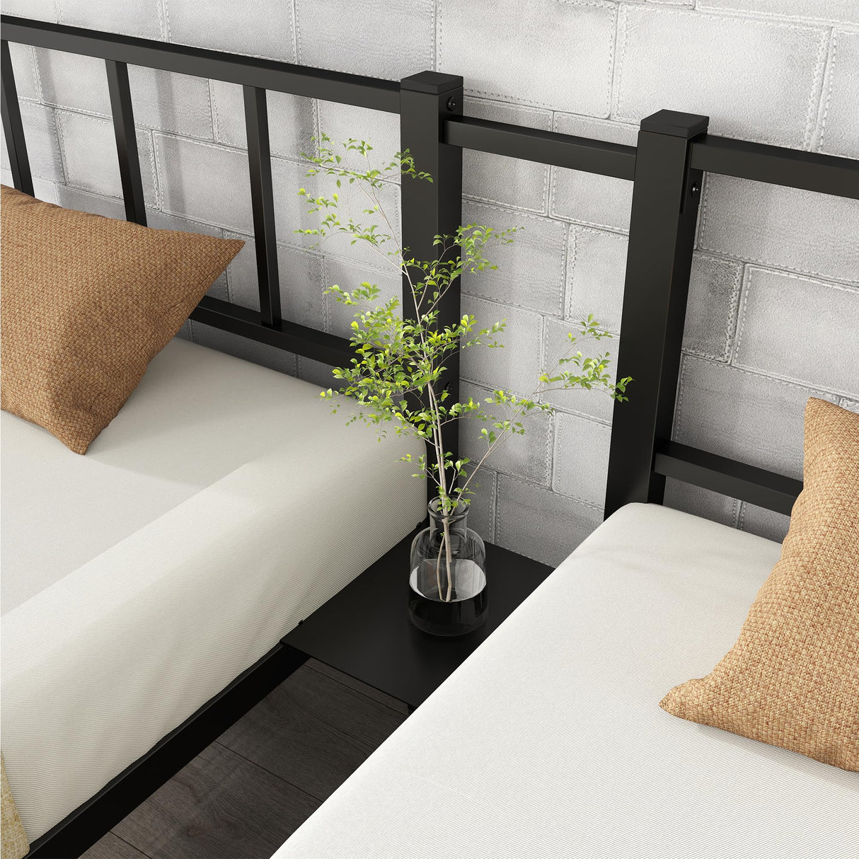 Bellemave Triple Bunk Bed for Kids, Detachable Metal Twin Over Twin Over Twin Bunk Bed with Guardrails, Built-in Ladder, Shelf, Converts to 3 Separate Twin Beds, Easy Assembly, Black Bellemave