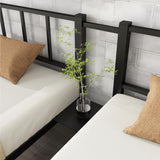 Bellemave Triple Bunk Bed for Kids, Detachable Metal Twin Over Twin Over Twin Bunk Bed with Guardrails, Built-in Ladder, Shelf, Converts to 3 Separate Twin Beds, Easy Assembly, Black Bellemave