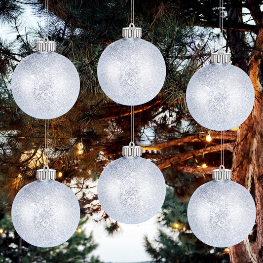 Libima 6 Pcs LED Lighted Christmas Ball Ornament Lights Outdoor Decorations Light Up Xmas Globe Pulsing Lights Battery Powered Hanging Christmas Ball Light for Christmas Tree (Silver)