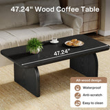 Tribesigns Rectangle Coffee Table, 47-Inch Wood Rectangular Living Room Table, Farmhouse Accent Center Low Cocktail Tea Table with Sturdy Base & Rounded Corners, Easy Assembly (Black) Tribesigns
