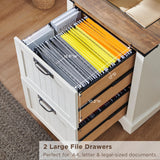 RedLemon 72" Tall Antique White Farmhouse Bookcase with 2 File Drawers and Adjustable Shelves RedLemon