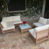 FHFO 7 Piece Outdoor Wicker Patio Furniture Set, Rattan Sectional Sofa Couch, Patio Conversation Set with Cushion & Coffee Table, for Backyard Poolside Porch Garden, Yellow/Beige FHFO