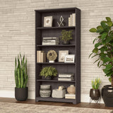Bush Furniture Cabot Tall 5 Shelf Bookcase | Large Open Bookshelf in Heather Gray | Sturdy Display Cabinet for Library, Living Room, and Home Office Bush Furniture