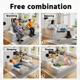 Cloud Modular Sectional Sofa, DIY Combination Modular Couch for Living Room, Unique Knitted Fabric Love Seat Couches with 2 Pillows, 2 Seater Comfy Sectional Couch with No Assembly (Beige) YVDNHP