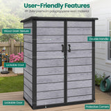 Outdoor Resin Storage Shed with Floor, Lockable Vertical Tool Shed, Weather-Resistant Garden Storage Cabinet for Backyard Patio (Dark Gray) SEGMART