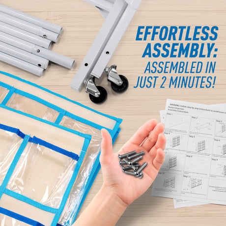 Craft Rolling Cart with Wheels - 40 Storage Pockets - Portable Organizer for Arts & Craft Supplies LC Crafts