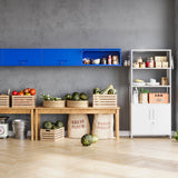 MIIIKO Wall Cabinet with 1 Door, Wall Mounted Garage Tool Cabinets, Blue Locking Small Metal Floating Cabinet for Garage, Home Office, Kitchen and Pantry MIIIKO