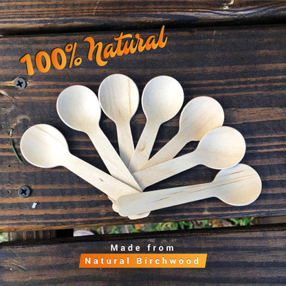 Disposable Wooden Spoons – 110 Pack 3.9 Inch Mini Wooden Spoons, Biodegradable Spoons Sample Spoons