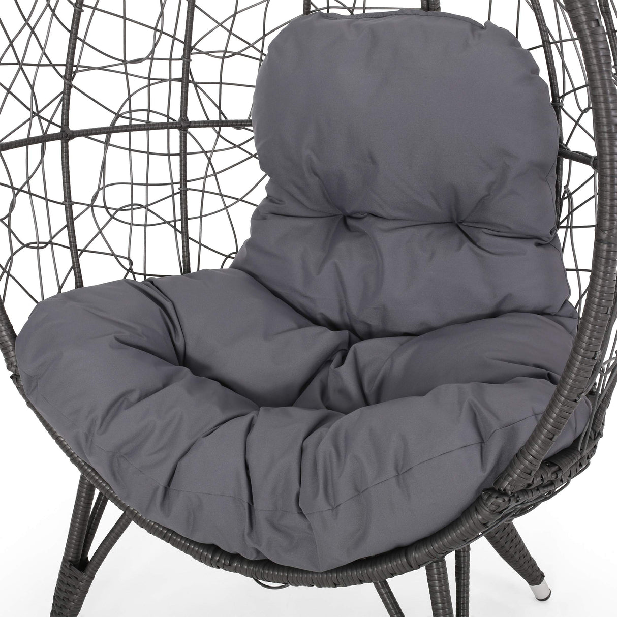 GDFStudio Valerie Outdoor Wicker Swing Chair with Cushion, Gray and Dark Gray GDFStudio