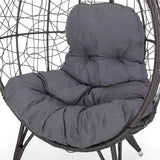GDFStudio Valerie Outdoor Wicker Swing Chair with Cushion, Gray and Dark Gray GDFStudio