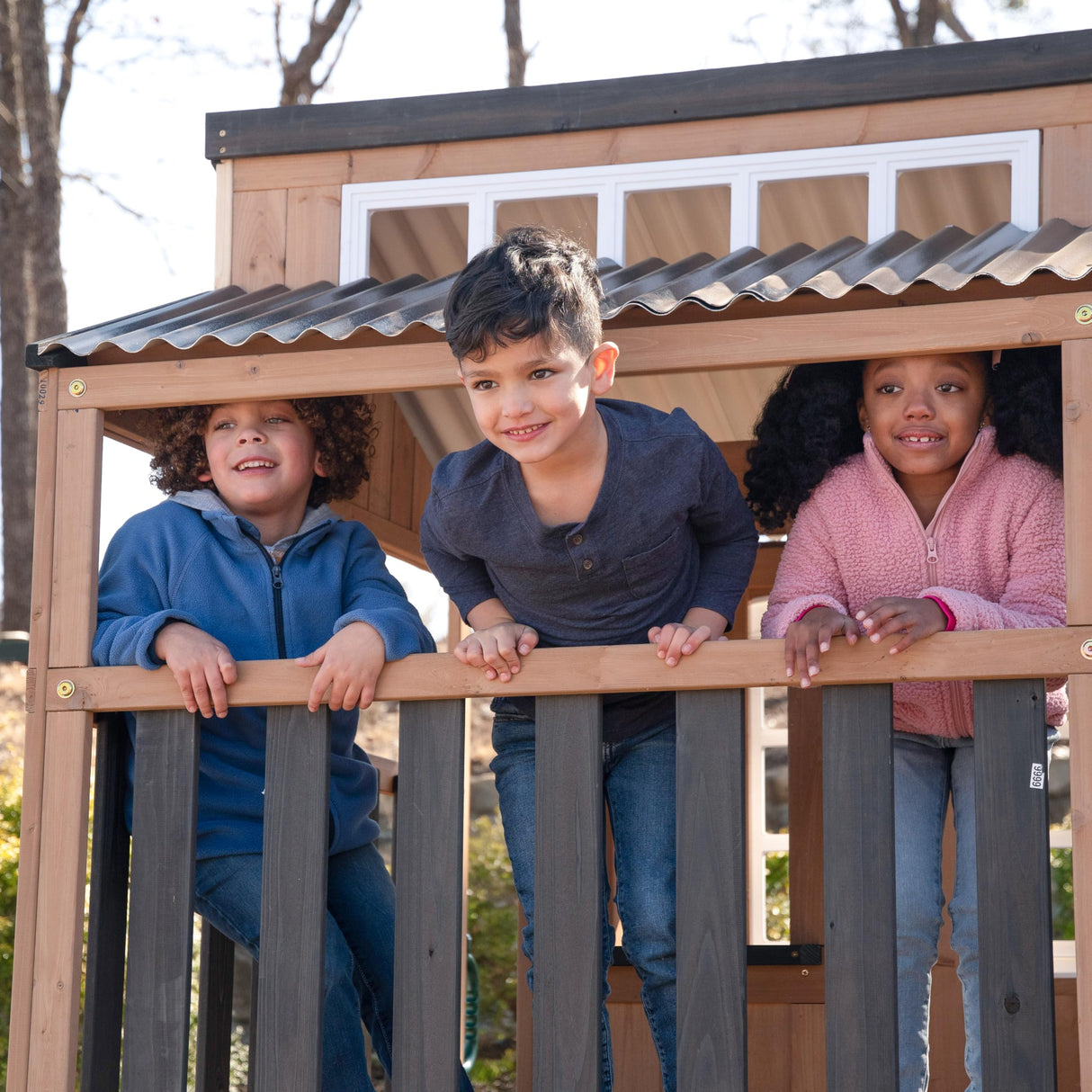 KidKraft Cliffbrook Wooden Outdoor Two-Story Playhouse with Slide KidKraft