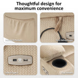 MCombo Dual Motor Power Lift Recliner Chair with Massage and Heat for Elderly People, Infinite Position, USB Ports, Cup Holders, Fabric 7679 (Medium, Beige) MCombo