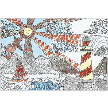 Dekali Designs Seascape Extra Large Coloring Poster for Adults - 35 x 52 Inches Giant Sized on Thick Premium Drawing Paper Dekali Designs