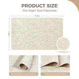 Vinyl Placemats Set of 4, Faux Leather Waterproof and Heat Resistant Place Mats, Washable Anti-Slip Table Mats with Coaster, Wipeable Placemats for Indoor & Outdoor 17" x 12" (Beige, Set of 4) NCUE
