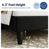 Allewie Twin Bed Frame/Velvet Upholstered Bed Frame with Vertical Channel Tufted Headboard/Strong Wooden Slats/Platform Bed Frame/Mattress Foundation/Box Spring Optional/Easy Assembly/Black Allewie