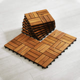 Solid Wood Interlocking Flooring Tiles (Pack of 10, 12" x 12"). Solid Wood Acacia Deck Tiles Interlocking Outdoor, Patio Tiles Outdoor Interlocking Waterproof All Weather 12" x 12" RAKYTO