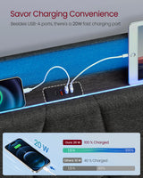 VASAGLE Dark Gray Floating Queen Bed Frame with LED Lights and Tufted Storage Headboard VASAGLE