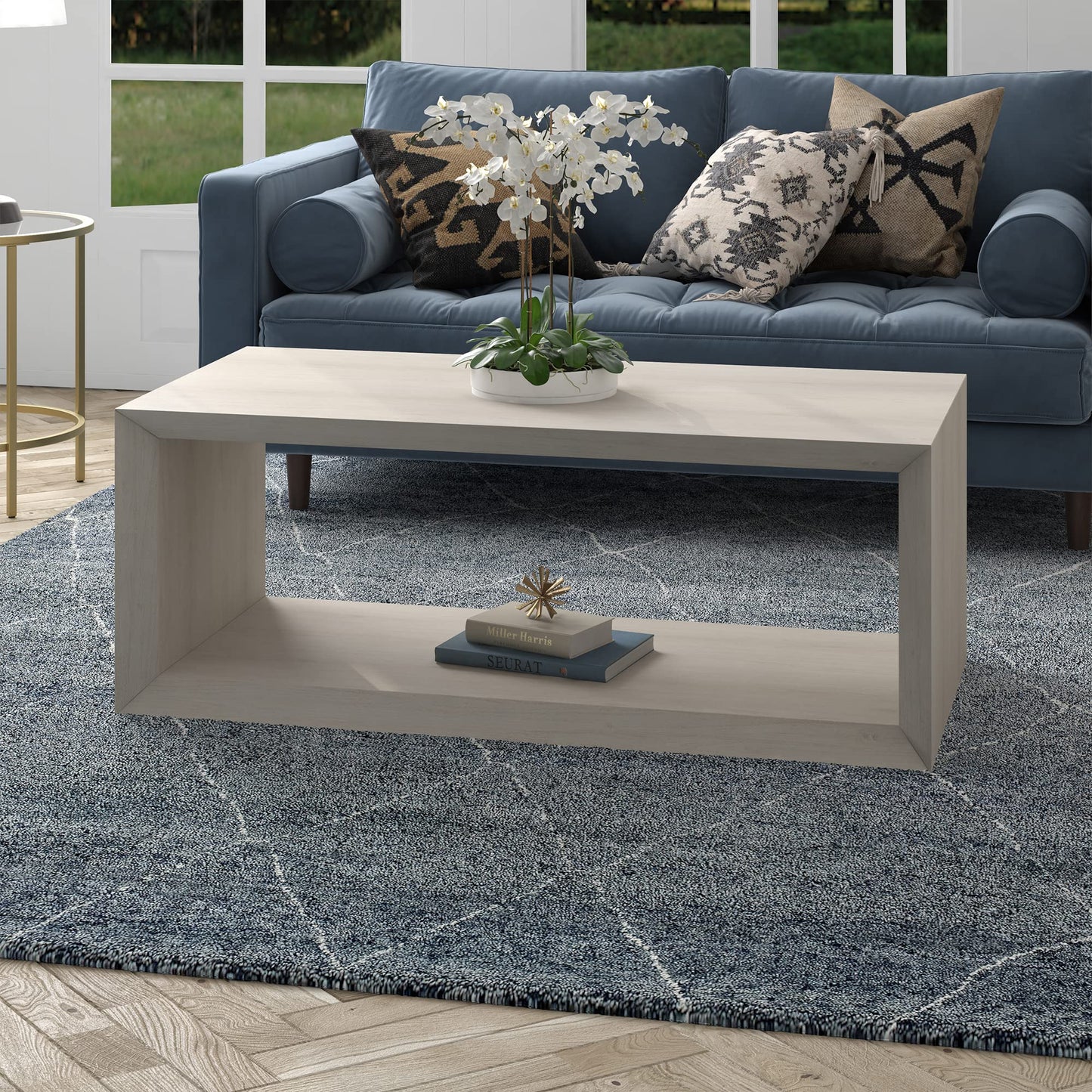 Henn&Hart Osmond Coffee Table, 48" Wide, White - WoodArtSupply