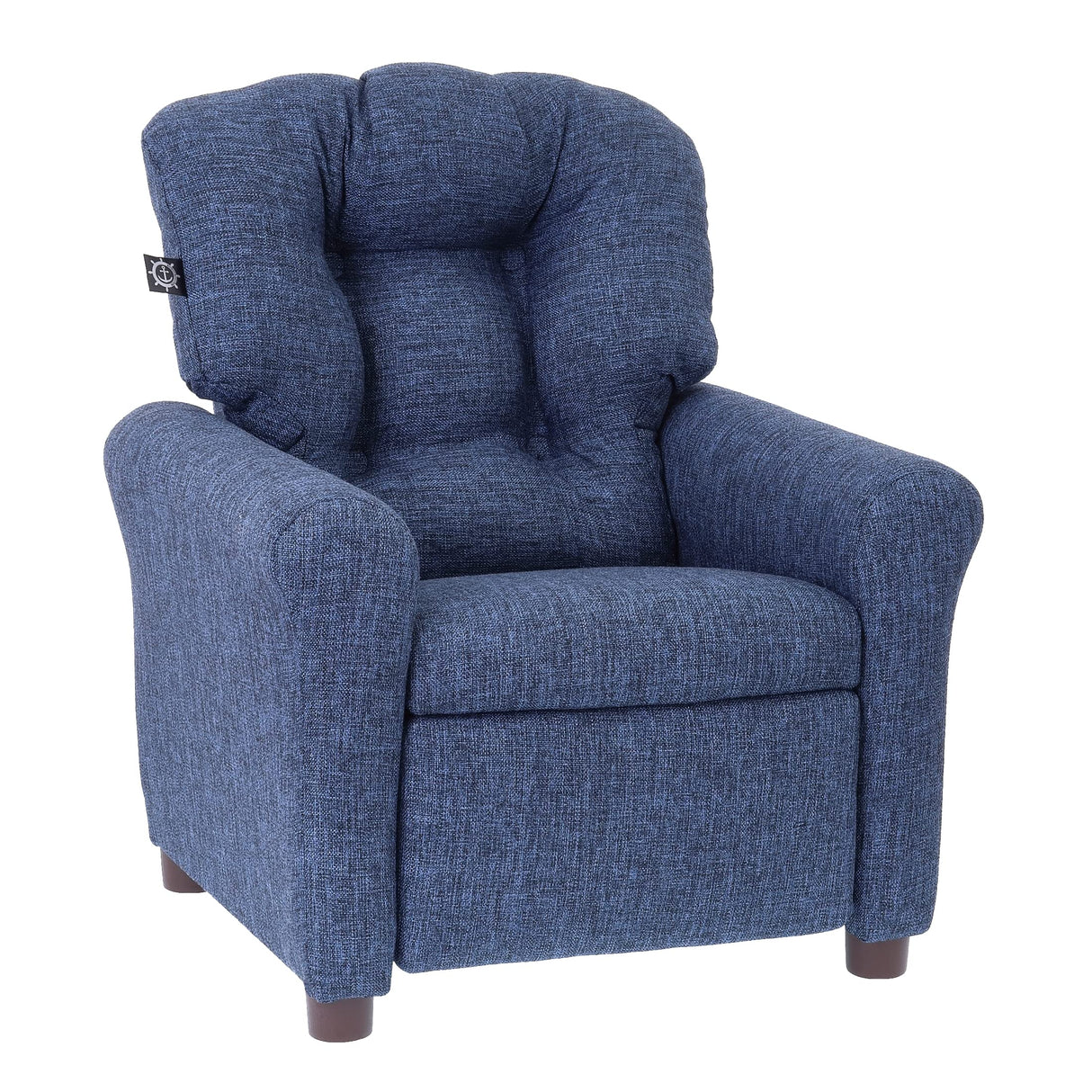 The Crew Furniture Traditional Kids Recliner, Toddler Ages 1-5 Years, Home Décor Polyester Linen, Sapphire The Crew Furniture