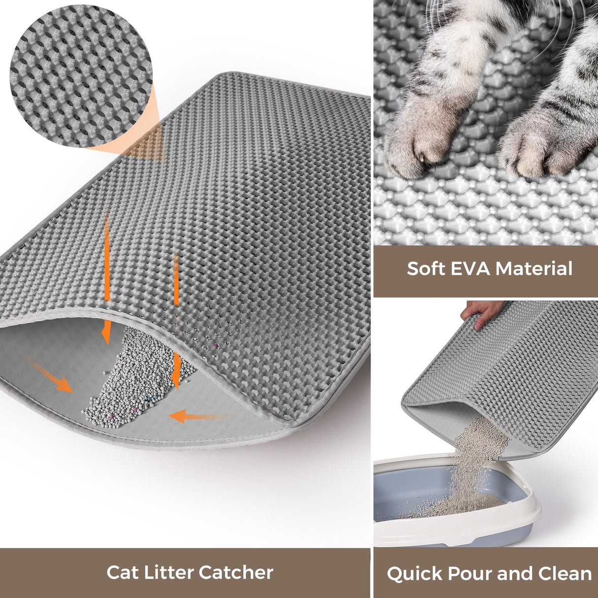 Cat Litter Box Enclosure with Litter Trapping Mat; Handwoven Plastic Rattan Cat House; No Installation Hidden Cat Washroom; Pet Crate for Balcony,Bedroom,Living Room Honiakaka