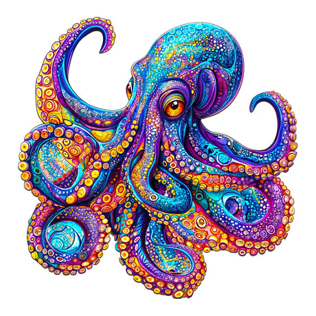 Jigfoxy Wooden Puzzles for Adults, Octopus Wood Puzzles Adult, Unique Animal Shape Wooden Jigsaw Puzzles for Adults, Birthday Gifts for Puzzle Lovers, Family (S-8.5 * 8.4in-100pcs) Jigfoxy