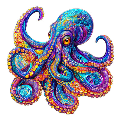 Jigfoxy Wooden Puzzles for Adults, Octopus Wood Puzzles Adult, Unique Animal Shape Wooden Jigsaw Puzzles for Adults, Birthday Gifts for Puzzle Lovers, Family (S-8.5 * 8.4in-100pcs)