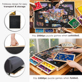 Tektalk 2000 Piece Foldable Puzzle Board with 8 Sorting Trays/Drawers, Jigsaw Puzzle Table with Cover, Storing for 2000, 1500, 1000, 500 Jigsaw Puzzle Pieces Tektalk