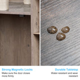 Hey-brother Cat Tree with Litter Box Enclosure, Modern Cat Tower for Indoor Cats with Large Platform, Condo Food Station and 2 Hammocks, All-in-one Cat Furniture, Wood Rustic Gray MPJ115SG Hey-brother