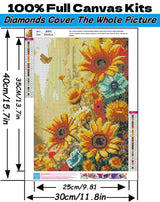 Acelii Fall 5D Diamond Art Kits for Adults Beginners,Sunflower DIY Full Round Drill Diamond Painting Kits,Autumn Paint by Diamonds Dots Gem Art Easy,Home Wall Decor 11.8x15.7 Inch Acelii