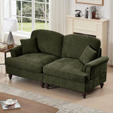 HMHKHN 76" Chenille Loveseat Sofa for Living Room, Traditional Style Sofa with Detachable Ruffled Skirt, Flared Arms, Spindle Legs, Love Seat Couches for Apartment (Green) HMHKHN
