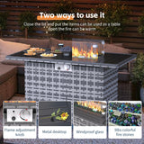 UDPATIO 13 Piece Patio Furniture Set with Fire Pit Table, 8''Wide Armrest Modular Rattan Outdoor Sectional Sofa Set,Wicker Patio Conversation Sets for Backyard,Deck w/ 4'' Cushions,Cover(Grey/Blue) UDPATIO