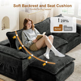 Korser 122" Sectional Couches for Living Room, Modular Boneless Couch with Deep Seat & Fluffy Cushion, Cozy Double-Layer Cushioned Sofa with Convertible Ottoman, Comfy Cloud Sofa, No Assembly Required Korser