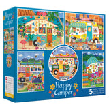 Ceaco - 5 in 1 Multipack - Happy Camper - (2) 300 Piece, (2) 500 Piece, (1) 750 Piece Jigsaw Puzzles Ceaco