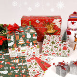 PlandRichW Christmas Wrapping Paper Folded for Kids Boys Girls Man Women Gift's. Papercraft Snowmen, Candy Canes, Tree, Socks, Snowflakes, Happy New Year Bulk of 12 Sheets 20"x 29" Folded PlandRichW