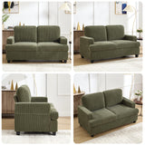 HOMYKA Loveseat Sofa, 60" Corduroy Couch with Side Pocket, Removable Pillow and Cushion Cover 2 seat Couches, Comfy Modern Small Couch for Living Room, Small Spaces, Dorms, Office, Green HOMYKA