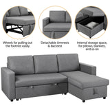 Yaheetech Sleeper Sofa Pull Out Sofa Bed 2 in 1 Sectional Sleeper Couches with Chaise L-Shaped Reversible Daybed with Pull Out Bed & Storage for Living Room Bedroom Apartment Light Gray Yaheetech