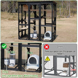 Catio Outdoor Cat Enclosure Wooden Cat House for Mulitiple Cats Walk-in Cage Window Acess with Heavy Duty Weather-Proof Asphalt Roof nicedday