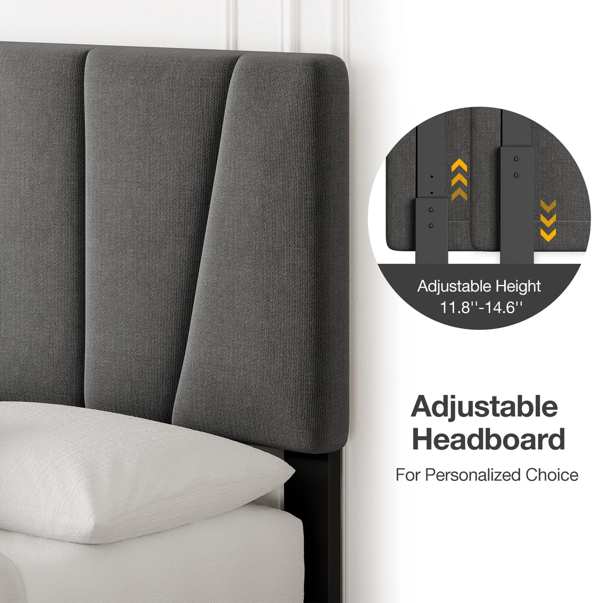 GarveeHome Full Size Bed Frame with Adjustable Headboard and 4 Storage Drawers, Velvet Upholstered Tufted Full Platform Bed Frames with Wooden Slats Support, Full Bedframe No Box Spring Needed, Grey GarveeHome