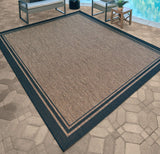 Gertmenian Indoor Outdoor Classic Flatweave Area Rug, Stain & UV Resistant Carpet, Deck, Patio, Poolside & Mudroom, 8x10 Ft Large, Border, Black Tan, 21515 Gertmenian